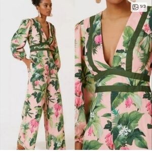 Farm Rio Pink Leaf Jumpsuit